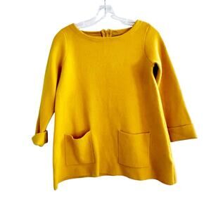 Cynthia Rowley Sweater Mustard Yellow Front Pockets Knit Top SMALL